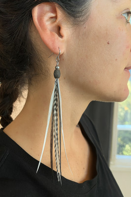 Feather Earrings 5-6 inch Black and White mix
