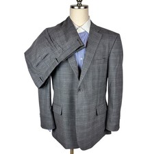 Mint Jos A Bank Tailored Fit Gray Plaid Extraine Wool 2Btn Suit 46R x 40/41W