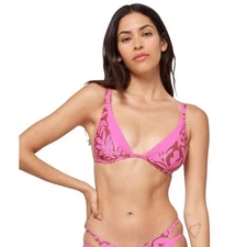 L*SPACE Womens Size L Tiki Tiki Pink Print Finneas Triangle Bikini Top NWT