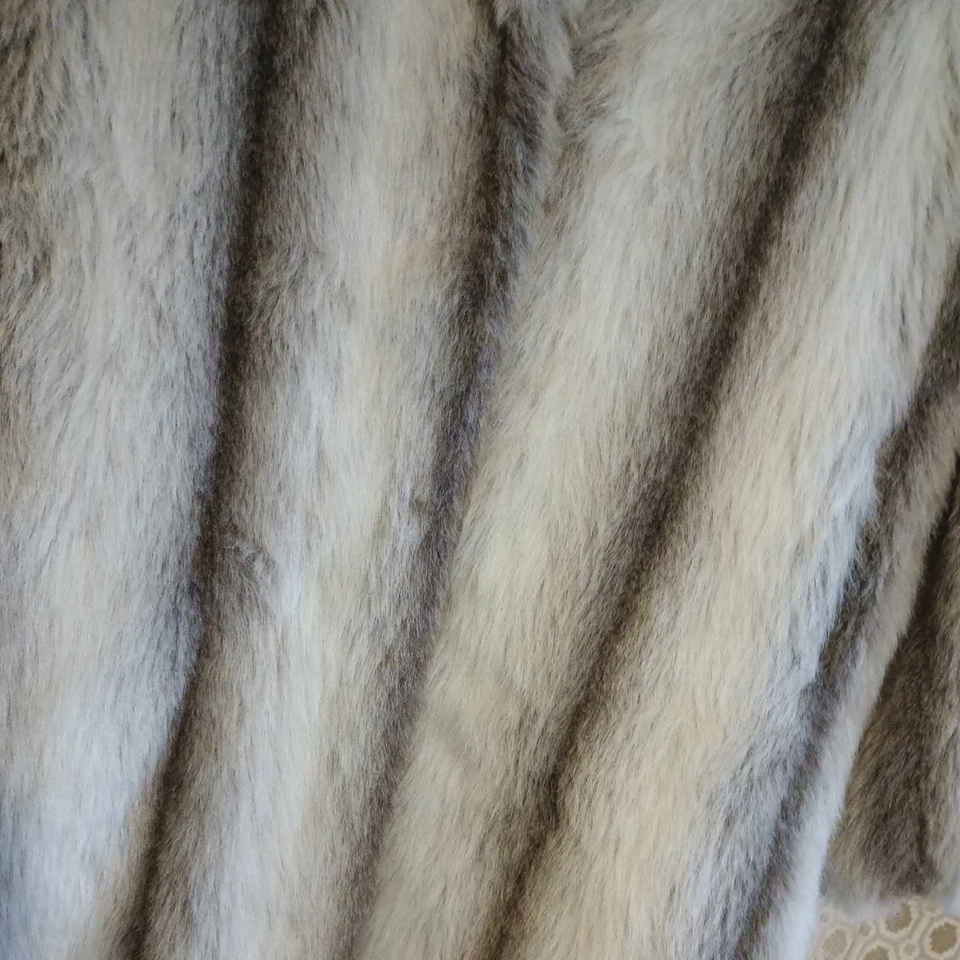 Abrigo largo de piel sintética vintage Monterey Fashions blanco/marrón talla pequeña hecho en EE. UU. Foto 2 de 4