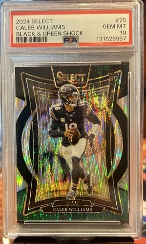 2024 Panini Select Concourse Caleb Williams Black & Green Shock Prizm PSA 10 RC