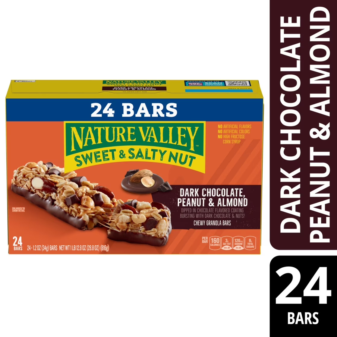 Nature Valley Chewy Granola Bars, Dark Chocolate Peanut Almond, 24 ct