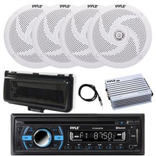Pyle Bluetooth CD Radio, Amplifier, 4x 6.5" 240W Speaker, Cover White , Antenna