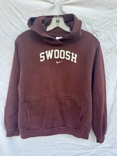 Nike Spellout Center Swoosh Hoodie Youth XL Burgundy Pullover Fleece Sweatshirt