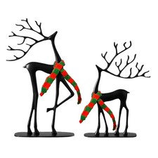 Christmas Deer Modern Resin Collectible Figurines Holiday Black
