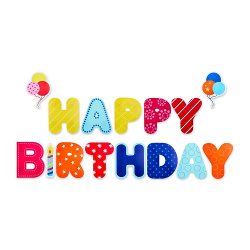 Multi-Color Happy Birthday Pattern Yard Sign Set, by Way To Celebrate