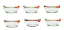 Weck 750 - Small Bowls, Pack of 6, includes 6-lids, 6-seals, 12-clamps