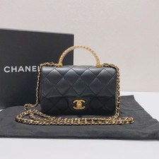 Chanel 24S Classic Flap Bag with Acrylic Top Handle Leather Black [Duties Paid]