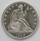 SEATED LIBERTY HALF DOLLAR 50 CENTS 1858 90% SILVER U.S MINT ISSUED COIN 🌈⭐🌈