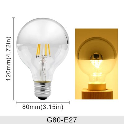 E14 E27 Mirror Silver Retro Edison LED Light Bulb 4W G45 A60 ST64 G80 G95