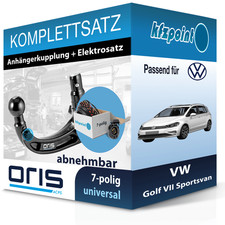 Für VW Golf 7 Sportsvan 14- ORIS Anhängerkupplung abnehmbar + 7polig E-Satz neu