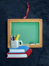 NEW-Polar X House Christmas Tree Ornament Chalkboard Books Ruler School Teacher