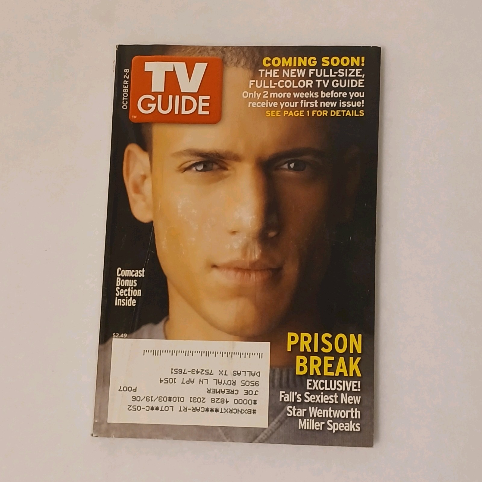 TV Guide Magazine October 2-8, 2005 Prison Break's Wentworth Miller