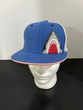 Aksels Shark Cap Boys Snapback Youth Trucker Hat Blue White Mesh Flat Bill