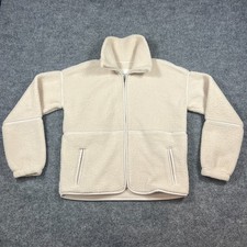 Abercrombie  Fitch Sherpa Fleece Jacket Kids 15-16 Beige Mock Neck Full Zip
