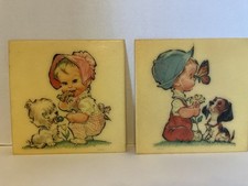 Vintage 1970s Decorative Wall Plaques Set Of Two Retro Nursery Art Made In USA