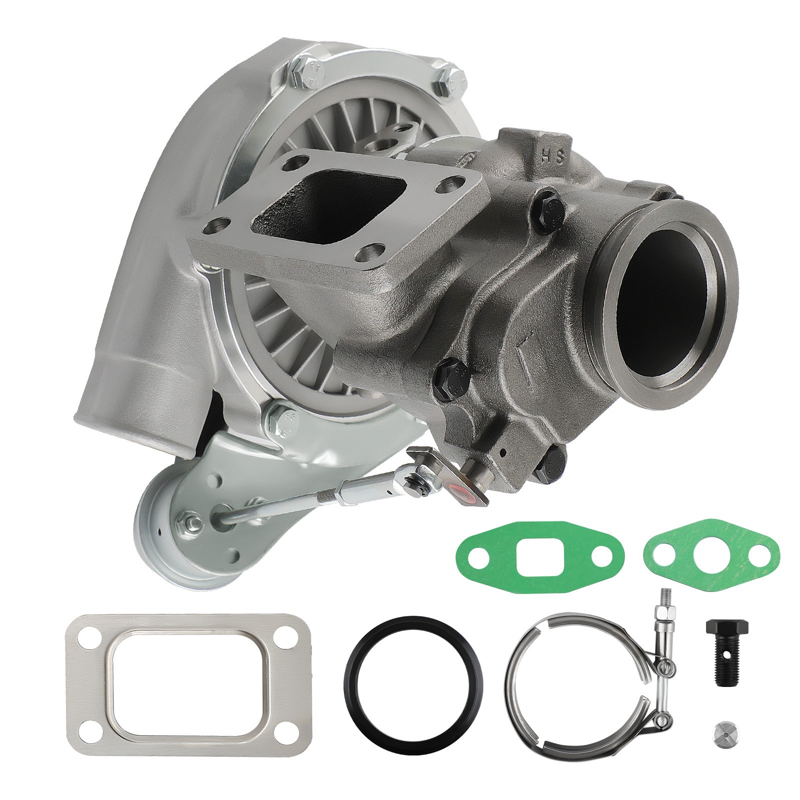 T3 T04E upgraded Universal Turbo v-band Flange A/R.63 Oil Cooling with clamp