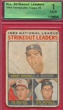 MBA 1 VENEZUELAN DRYSDALE KOUFAX 1964 VENEZUELA TOPPS #5 DON SANDY GRADED *TPHLC