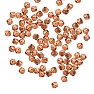 Genuine Copper 4mm Bicone Beads with 1mm Hole (100 pack)