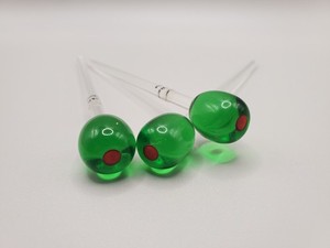 Crate & Barrel Glass Olive Martini Cocktail Picks Stirrers Set of 3 Barware