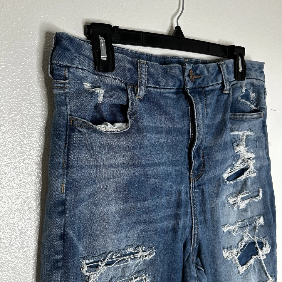 American Eagle Next Level Stretch Ripped Curvy High-Rise Jegging Jeans Size 14 - Image 3 of 4