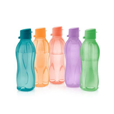 #ad Tupperware Eco Small Eco Water Bottles 16 oz 500 ml SET of FIVE NEW $32.00
