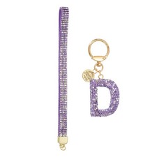 Initial Letter D Keychain for Women Rhinestone Alphabet Keychain, Purple