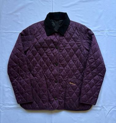 Barbour Liddesdale Damen Steppjacke lila/schwarz Gr. 10 Druckknopf gefüttert