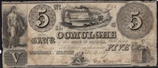 1837 $5 Ocmulgee Bank of Macon, Georgia- Obsolete Currency