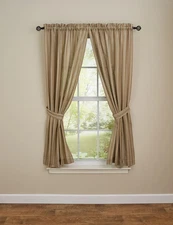 Park Chester Stripe Panel Pair Cream 72 x 63 Inches Unlined Farmhouse Country