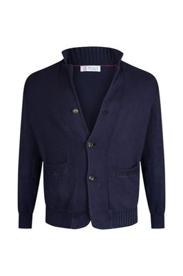 Brunello Cucinelli Strickjacke Cardigan Baumwolle blau 48 S/M