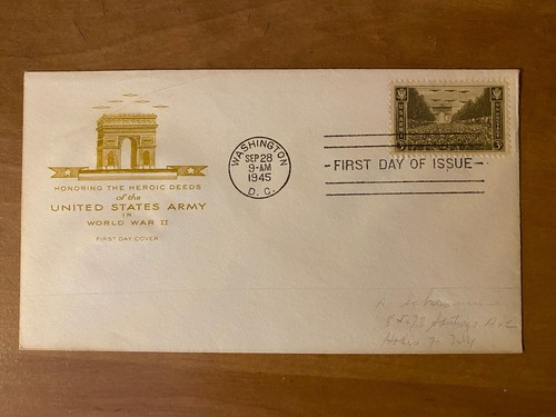 WWII PATRIOTIC FDC 934 HONORING US ARMY