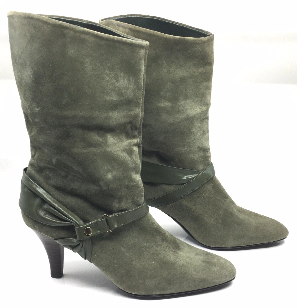 Olive suede booties discount