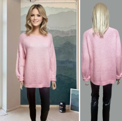 M&S PULLOVER GR. M LOOSE FIT ROSA ACRYLMISCHUNG PULLI RUNDHALS #18