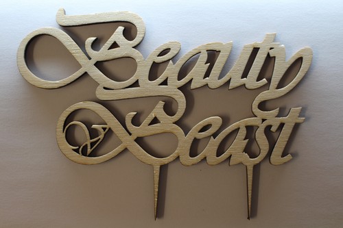 CakeTopper Beauty & V Beast Custom Personalised Wedding Cake Topper Wood Acrylic - Imagen 4 de 4