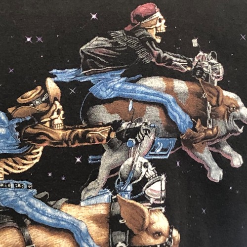 Vintage 1994 Liquid Blue Hog Wild Lrg When Pigs Fly To The Moon Skeleton T-Shirt - Picture 4 of 9