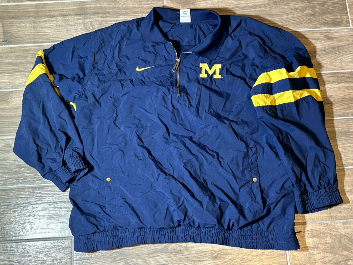 Nike Michigan XL パーカー ネイビー 90s Vtg NIKE Team Sport Men's XL Coat Jacket Nylon Blue Yellow