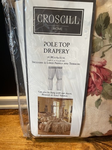 Croscill Corsage 2 Lined Panels Pole Top Drapery Tiebacks Curtains 78”X 84” - Picture 2 of 7