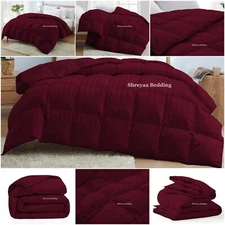 Fancy Premium Soft Stripes Wine Comforter Goose Down Alternative Full Size