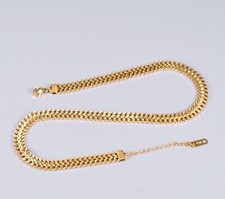 Women Titanium Stainless Steel 6.5mm Wide Flat Cuban Chain Choker Necklace 14-16