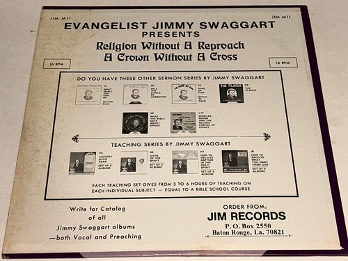 Jimmy Swaggart Religion Without A Reproach Jim M1116 Rpm Sermon Lp 22S - Picture 2 of 4