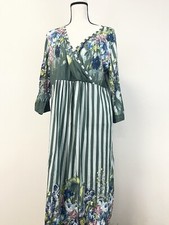 Harmony Dress Womens 8 Floral Striped Sheath Fit Flare Green Viscose n328