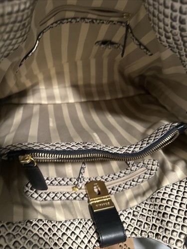 Brahmin Eliza Hobo Tote Bag Snake Textured Gray Black Leather NWOT - Picture 7 of 9