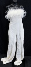 Mango Women's Capsule Wide Leg Tube Jumpsuit With Feathers LB3 Ecru Size XS