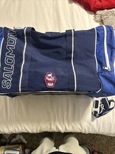 Vintage SALOMON Ski Gym Sports Duffel Bag Navy Blue White - Made in France