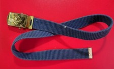 Vintage 1970s Cub Scout Blue Belt with Brass Buckle 26" Long