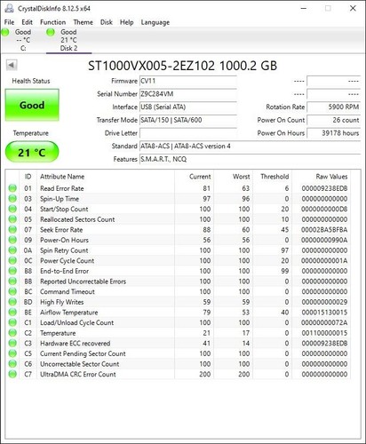 Seagate Skyhawk ST1000VX005 Internal Hard Drive 1TB 3.5" SATA CCTV 100% Health - Picture 9 of 10