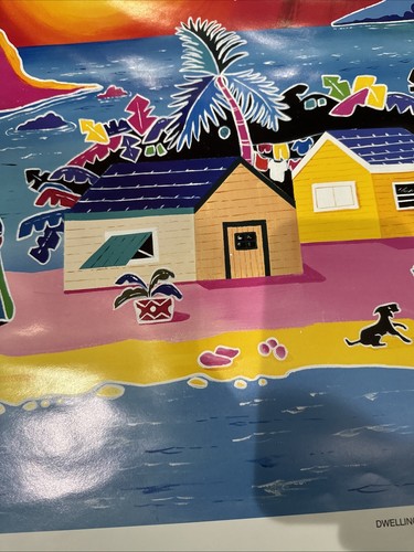Bahamian Artist Leo Brown Dwelling Places 293/600 signed Bahamas Art Boho Beach - Picture 15 of 19