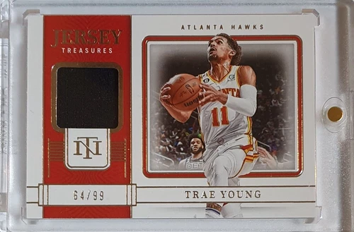 2022 Panini National Treasures Trae Young #PATCH /99 Game Worn Jersey - Rare