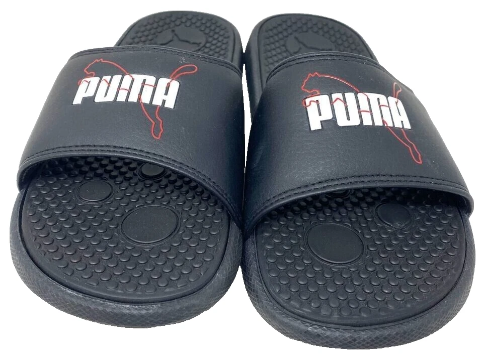 Puma Youth Boy's Cool Cat Interest JR. Slide Sandals Blk/Wht/Red Size:7 110E - Image 2 of 4
